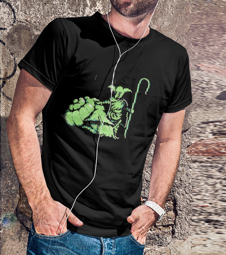 Goblin Shepherd With Staff Pixel T-Shirt