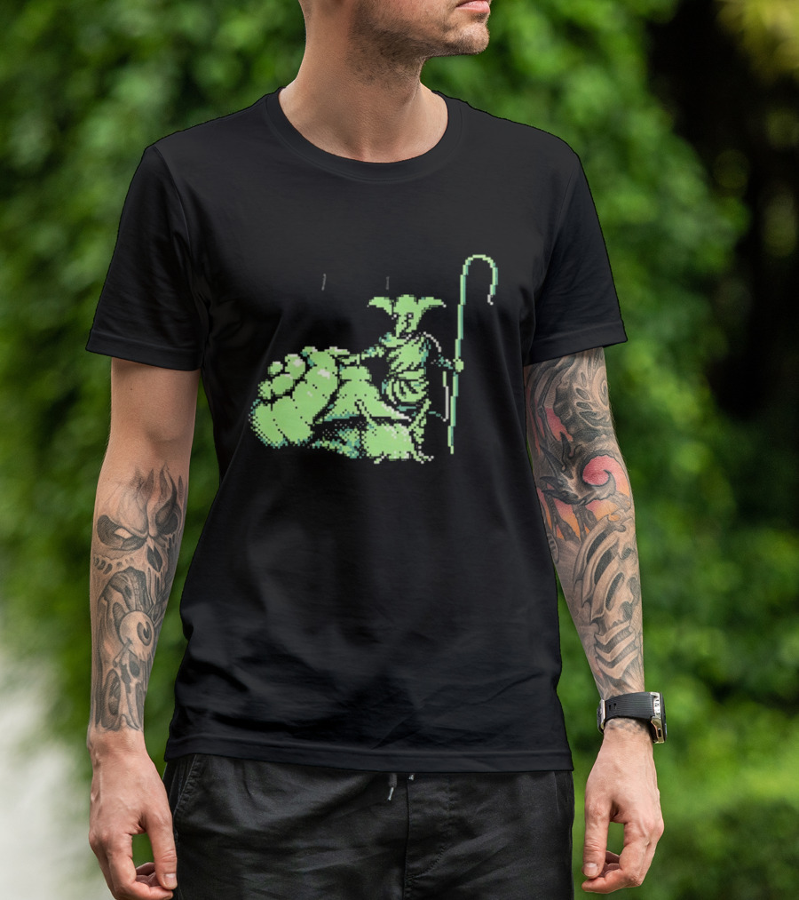 Goblin Shepherd With Staff Pixel T-Shirt