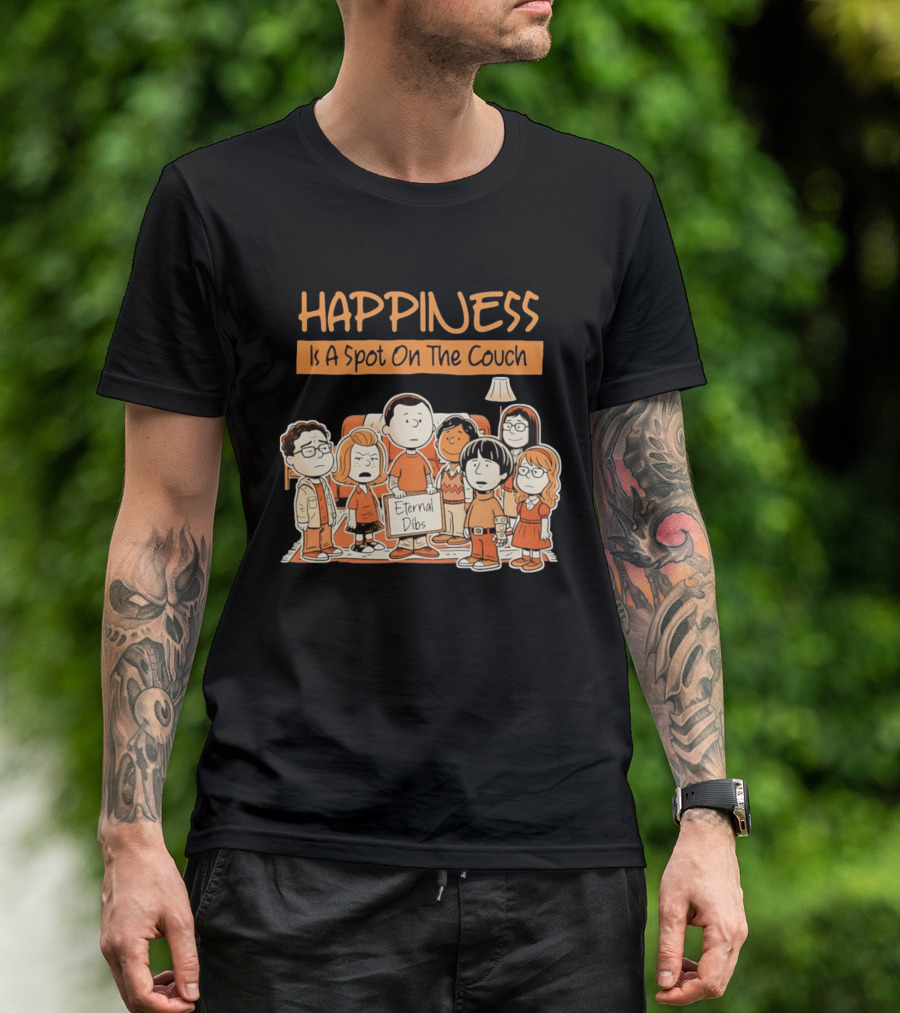 Happiness Is A Spot On The Couch Eternal Dibs Peanuts Style Scene T-Shirt