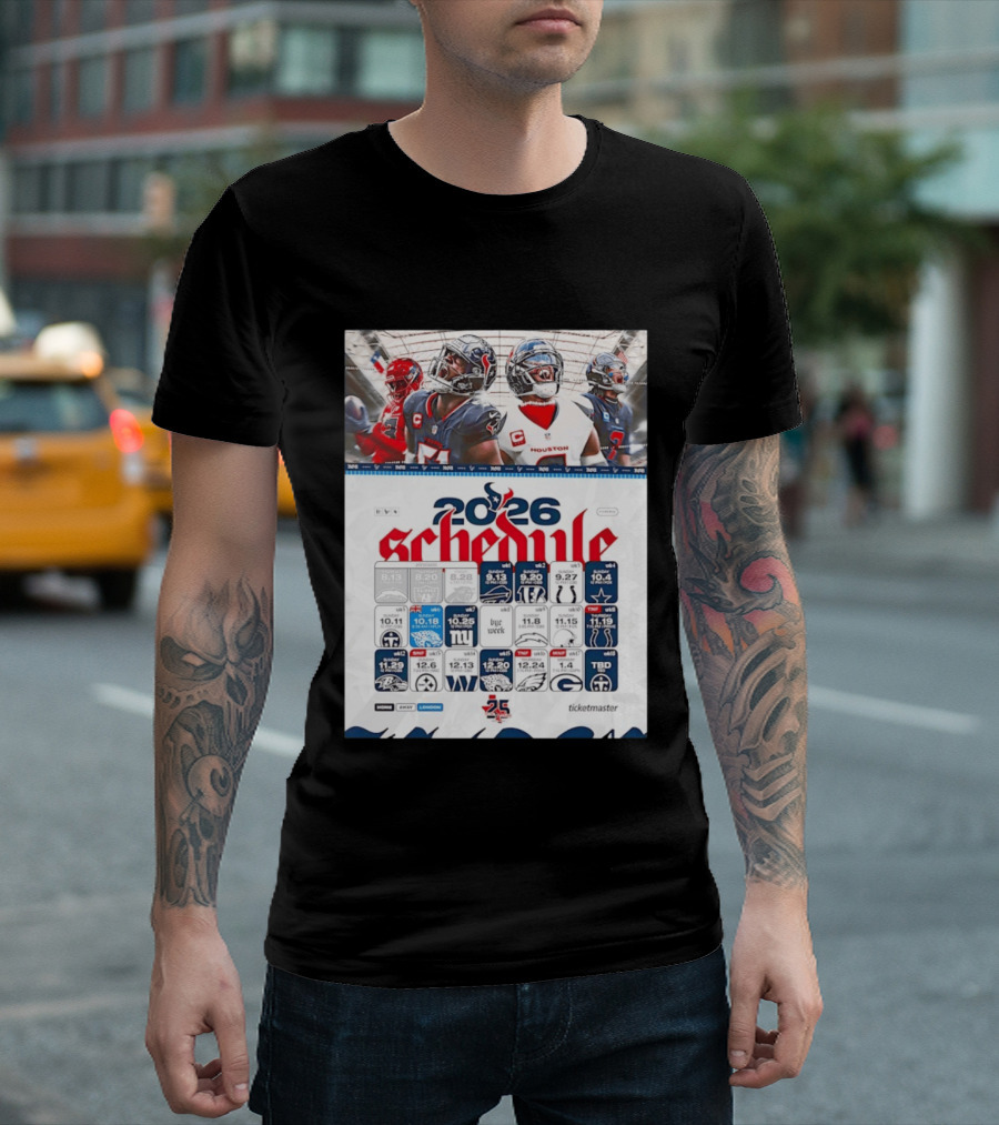 Houston Texans 2026 Schedule Featuring Game Dates And Opponents T-Shirt