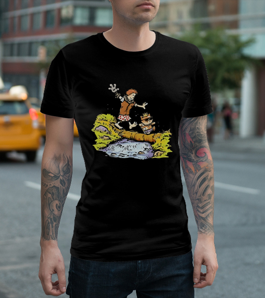 Princess Donut Calvin And Hobbes Comic Adventure Carl Crossing Log T-Shirt