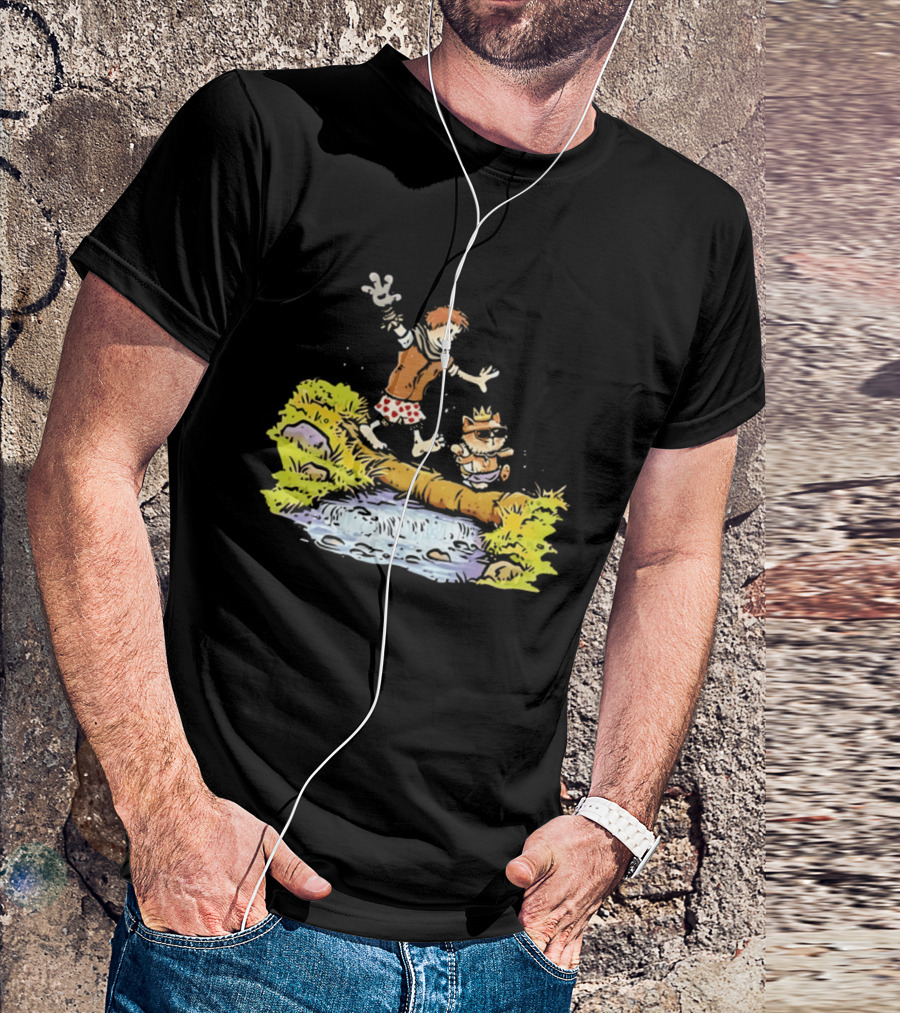 Princess Donut Calvin And Hobbes Comic Adventure Carl Crossing Log T-Shirt