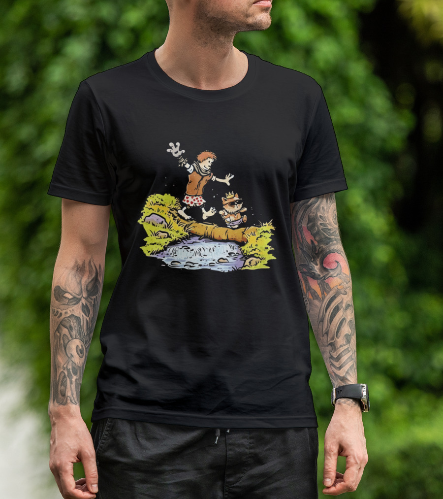 Princess Donut Calvin And Hobbes Comic Adventure Carl Crossing Log T-Shirt