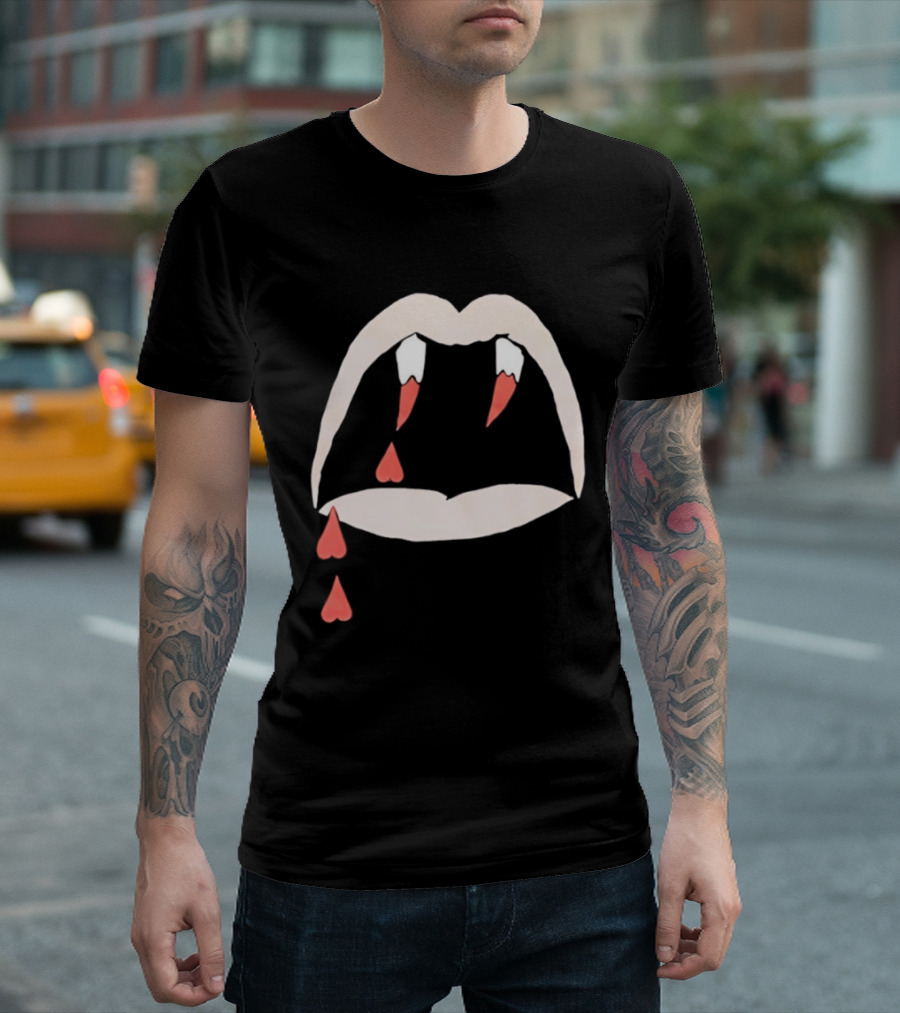 Saint Laurent AW14 Bloodluster Vampire Teeth And Blood Drops T-Shirt