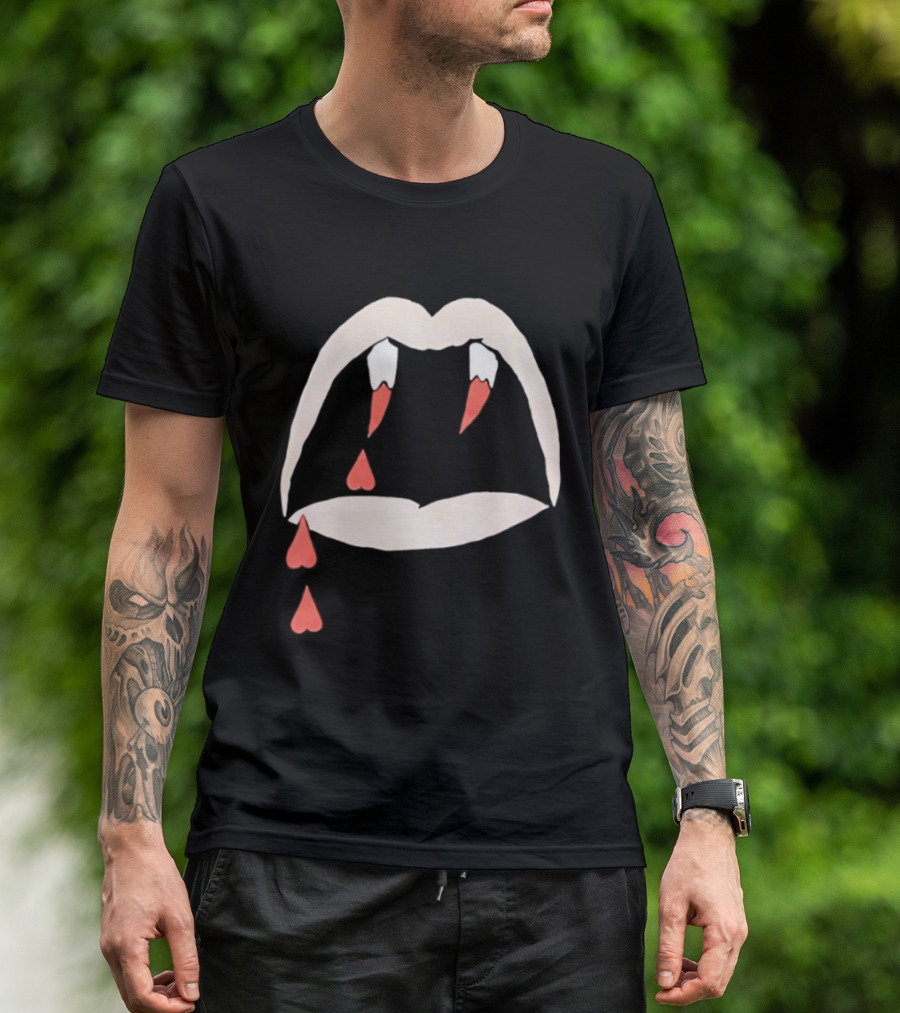 Saint Laurent AW14 Bloodluster Vampire Teeth And Blood Drops T-Shirt