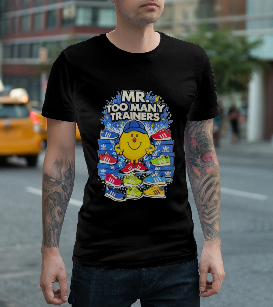 Mr Too Many Trainers Adidas Shoe Boxes Fun Sports T-Shirt