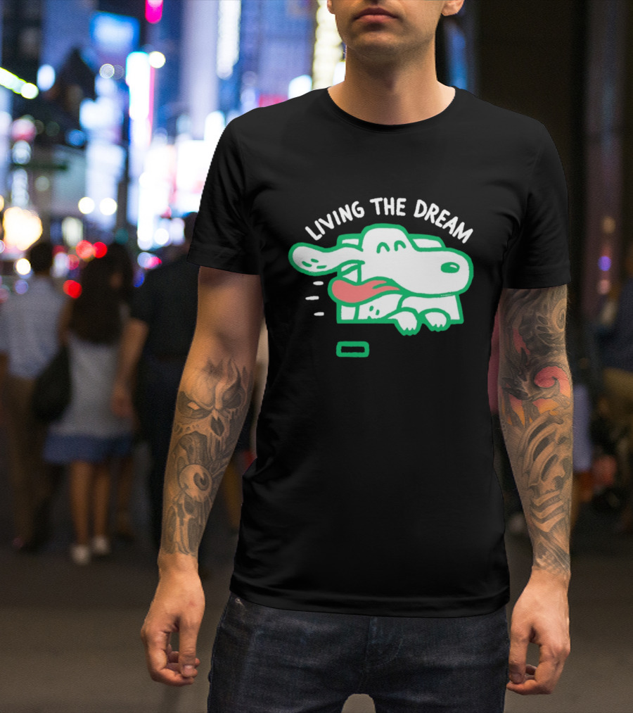 Living The Dream Dog Joyfully Enjoying Car Ride With Head Out The Window T-Shirt
