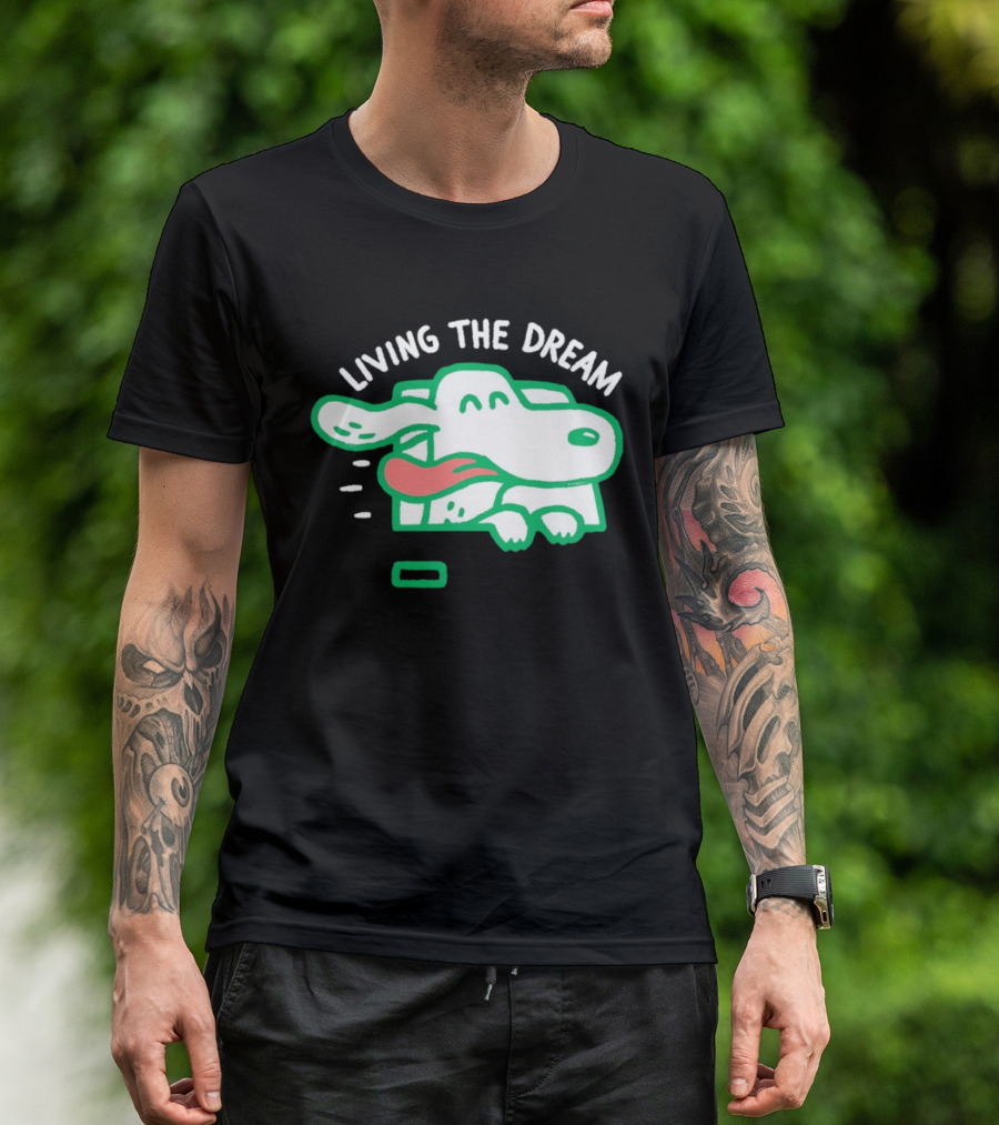 Living The Dream Dog Joyfully Enjoying Car Ride With Head Out The Window T-Shirt