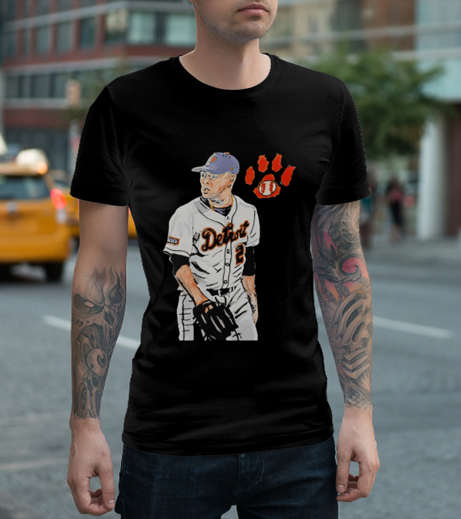 Detroit Tigers Tarik Skubal Baseball Cartoon Character With Paw Print And Baseball T-Shirt