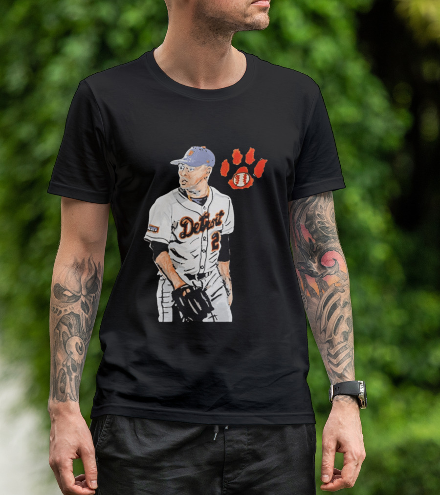 Detroit Tigers Tarik Skubal Baseball Cartoon Character With Paw Print And Baseball T-Shirt