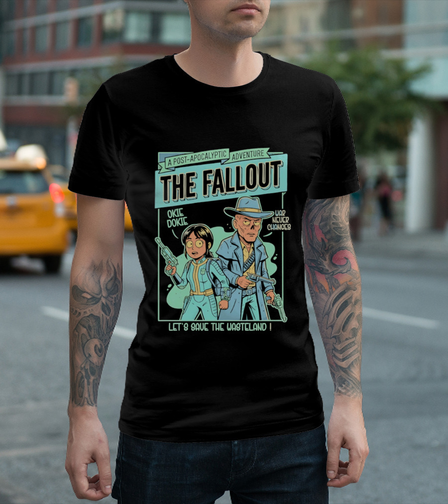 Lucy And Ghoul Post Apocalyptic Adventure Okie Dokie Let's Save The Wasteland Duo Fallout T-Shirt