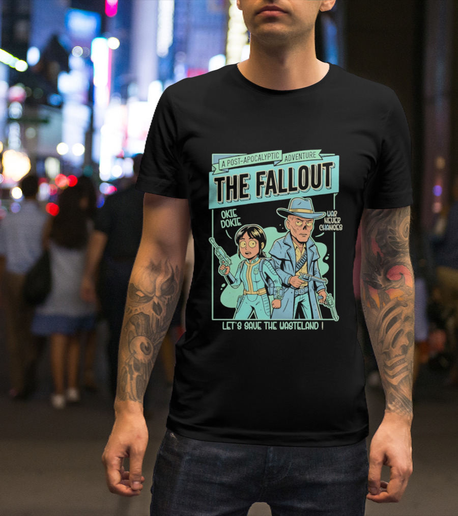 Lucy And Ghoul Post Apocalyptic Adventure Okie Dokie Let's Save The Wasteland Duo Fallout T-Shirt