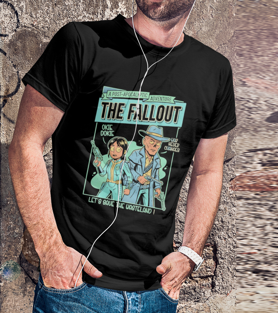 Lucy And Ghoul Post Apocalyptic Adventure Okie Dokie Let's Save The Wasteland Duo Fallout T-Shirt
