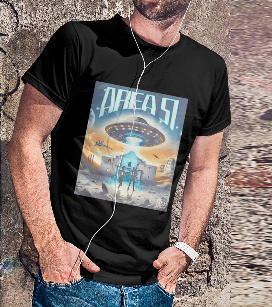 Area 51 UFO Abduction Scene With BCSA Aliens T-Shirt