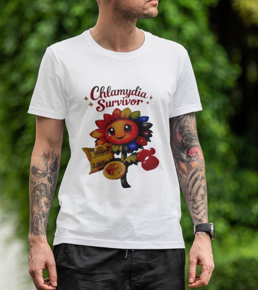 Chlamydia Survivor Rainbow Sunflower LifeStyles Condom Sexual Health Awareness STI STD T-Shirt