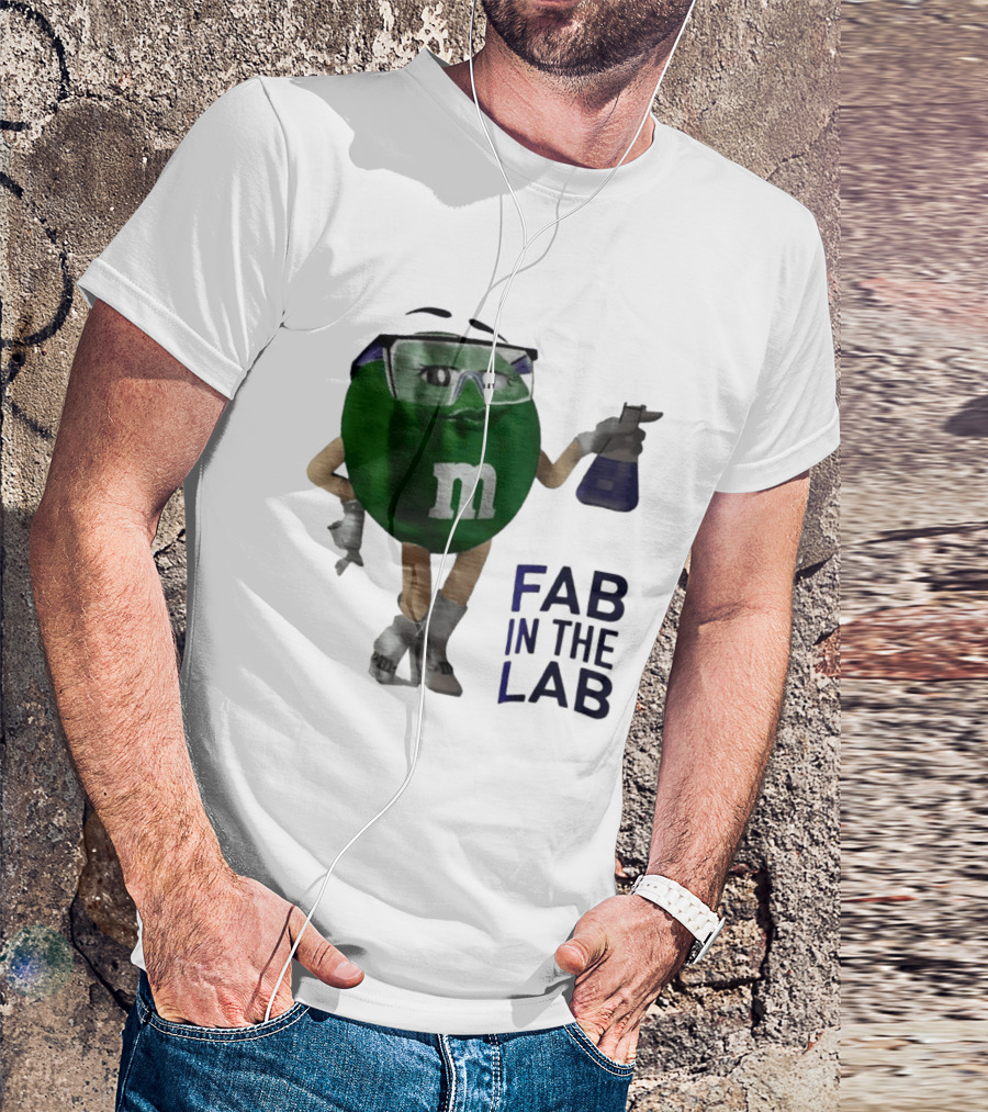 Green M&M Fab In The Lab Safety Goggles Flask T-Shirt