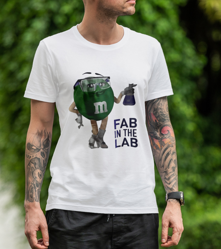 Green M&M Fab In The Lab Safety Goggles Flask T-Shirt