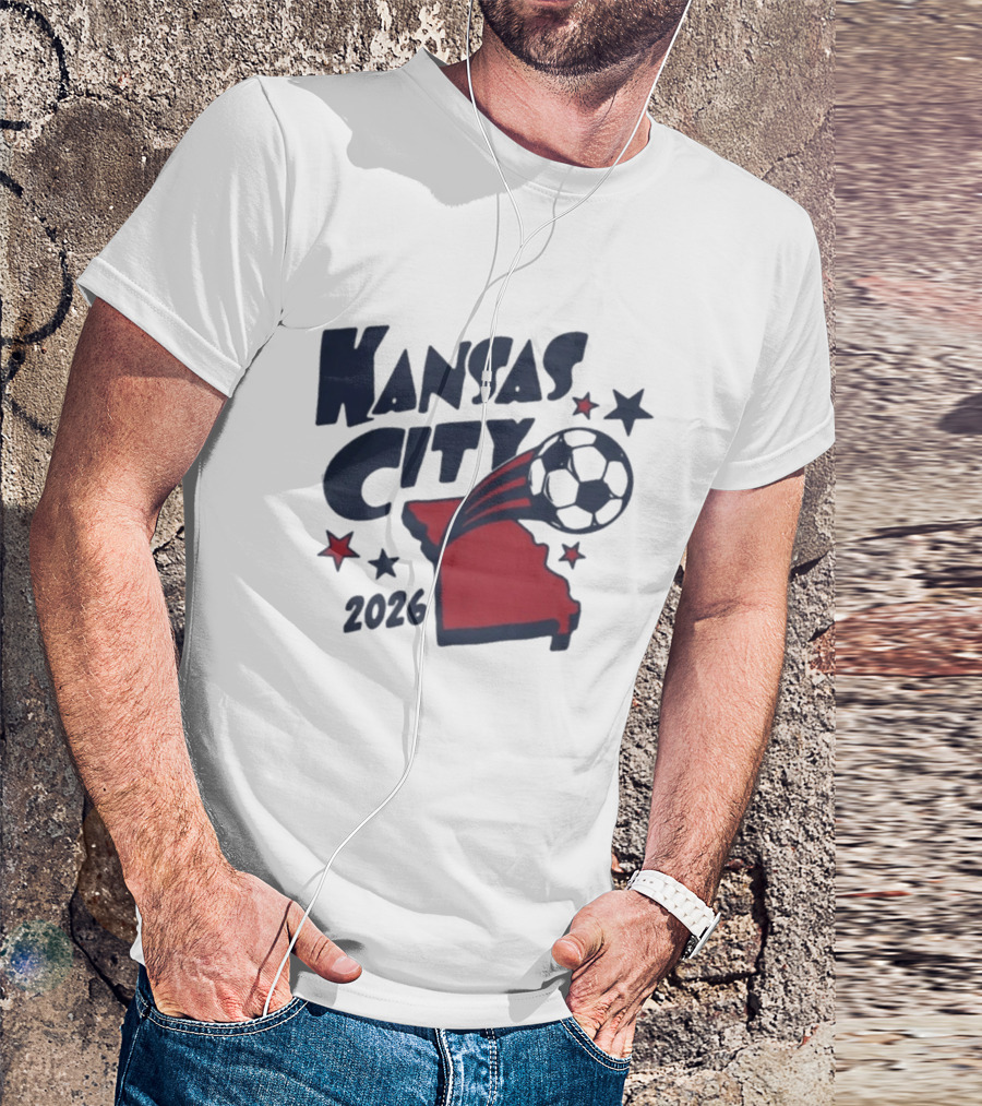 Kansas City 2026 Soccer Missouri State Map Stars Ball T-Shirt