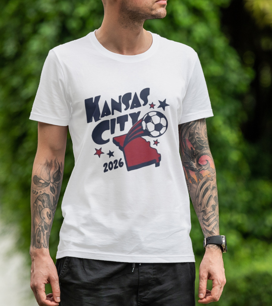 Kansas City 2026 Soccer Missouri State Map Stars Ball T-Shirt