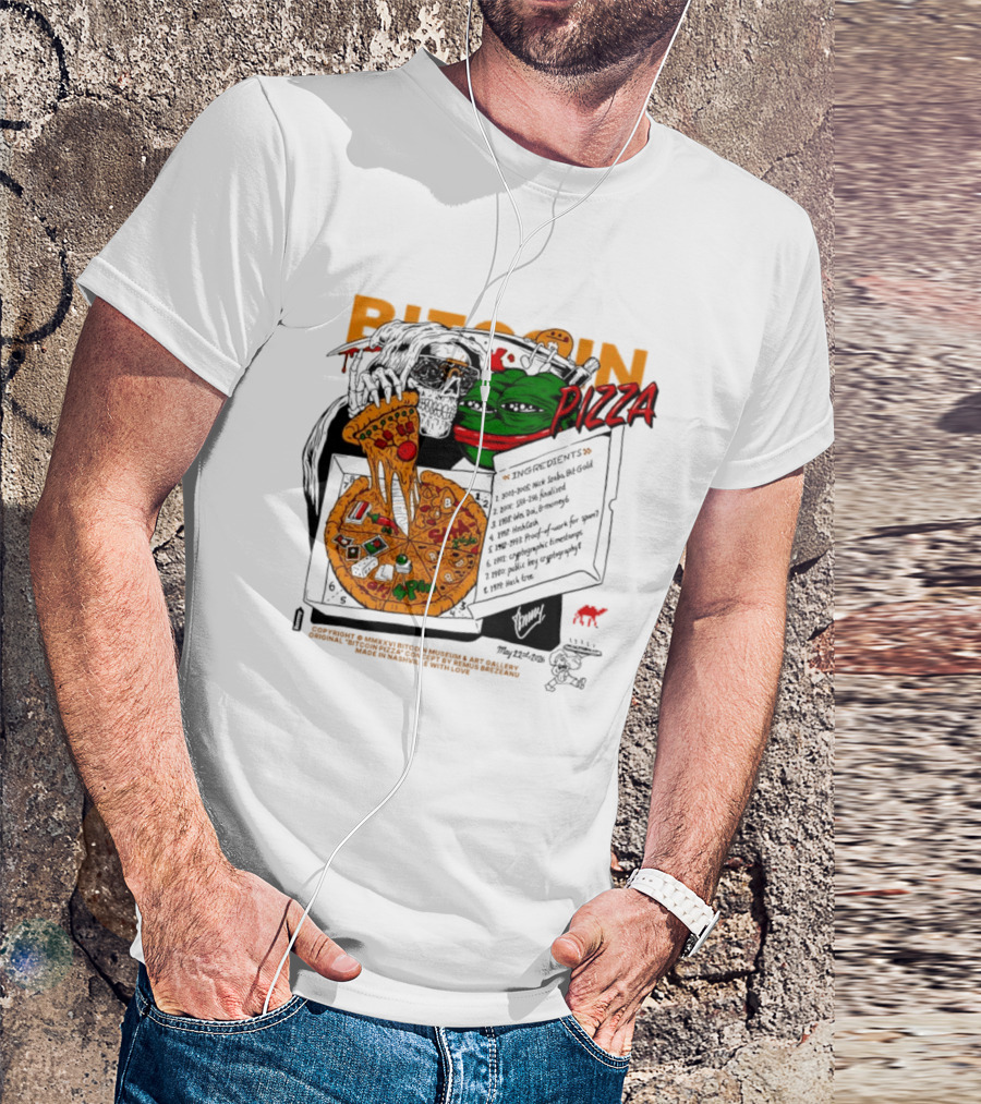 Kermit The Frog Pepe Pizza Ingredients Bitcoin Meme T-Shirt