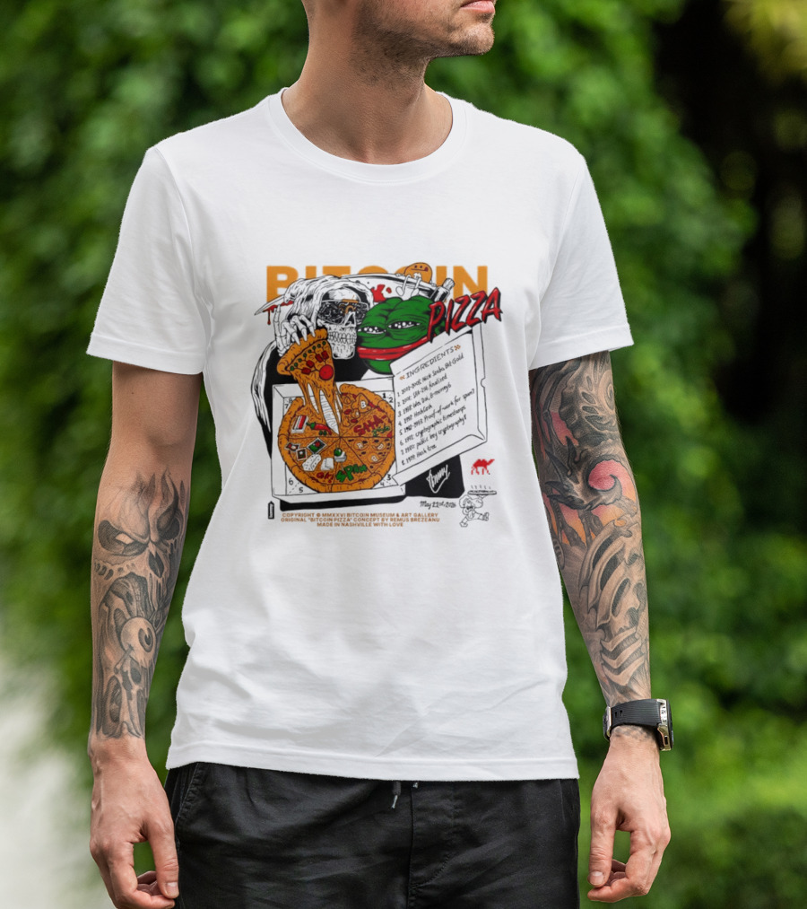 Kermit The Frog Pepe Pizza Ingredients Bitcoin Meme T-Shirt