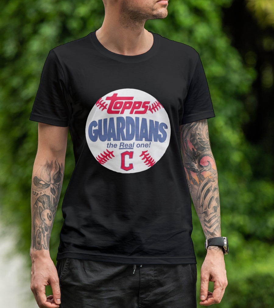 Cleveland Guardians Topps The Real One Baseball Shape T-Shirt