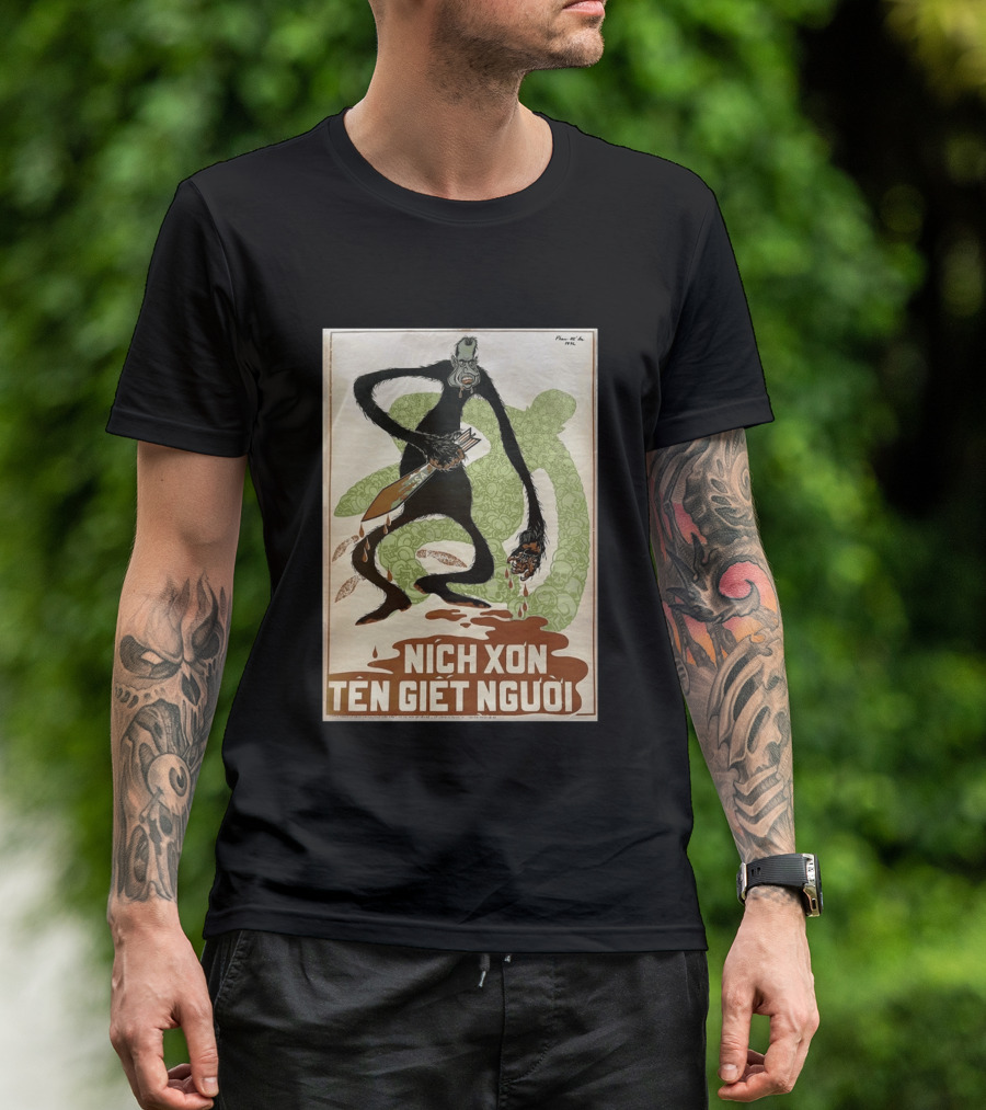 Nich Xon Tên Giết Người 1972 Vietnam War Propaganda Nixon USA Gorilla T-Shirt
