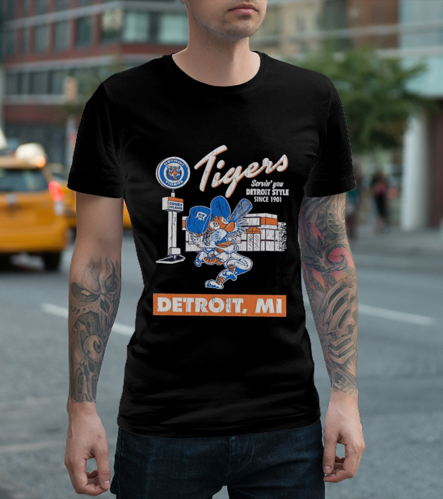 Detroit Tigers Coney Island Servin' You Detroits Since 1901 Detroit MI T-Shirt