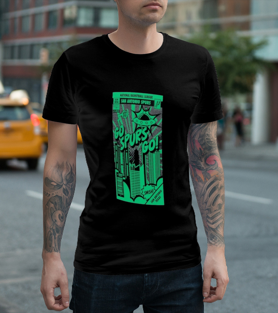 National Basketball League San Antonio Spurs Go Spurs Go Area 210 San Antonio Texas Comic Swish T-Shirt