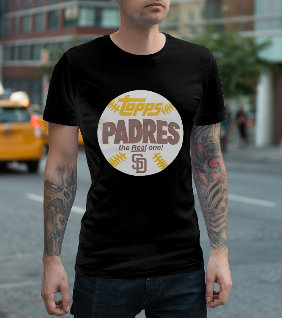 Topps Padres The Real One SD Logo Baseball Shape T-Shirt