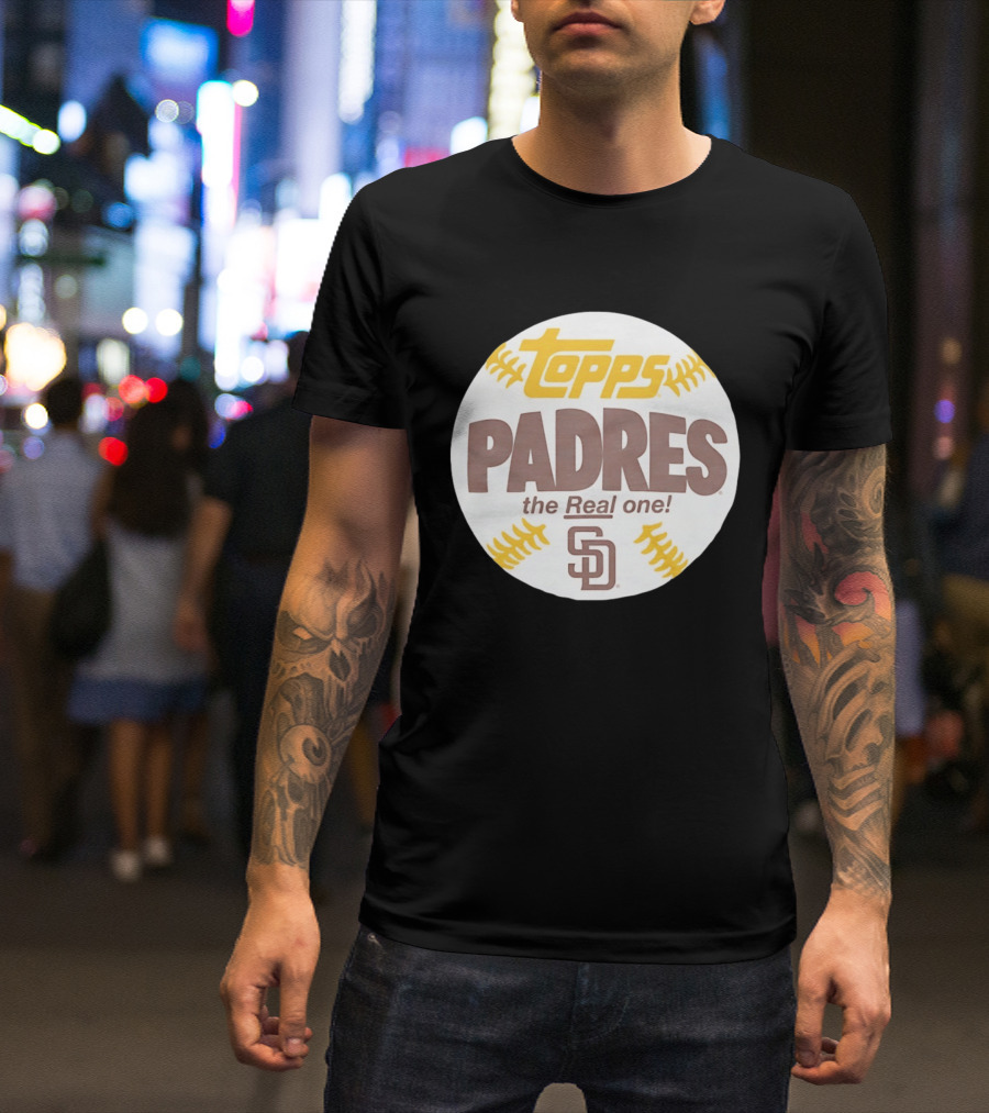 Topps Padres The Real One SD Logo Baseball Shape T-Shirt
