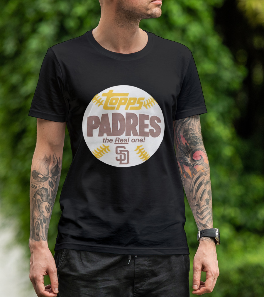 Topps Padres The Real One SD Logo Baseball Shape T-Shirt