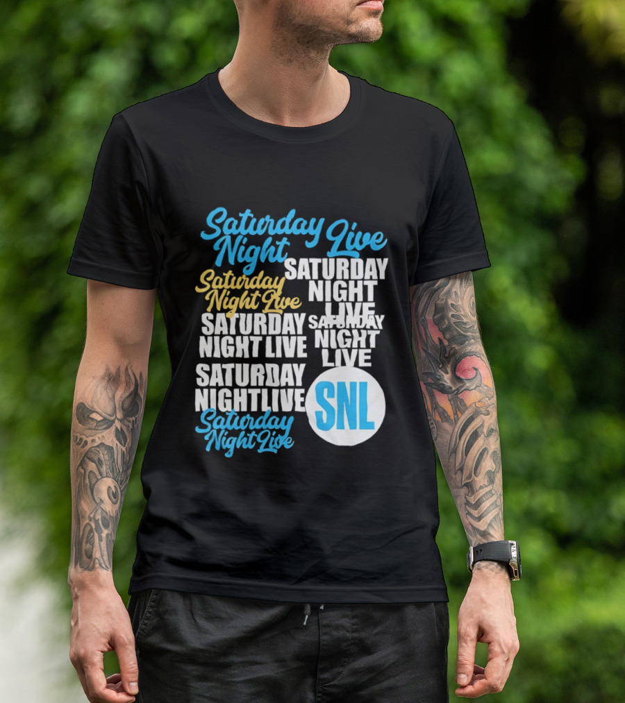 Saturday Night Live SNL Repeat Text Collage T-Shirt