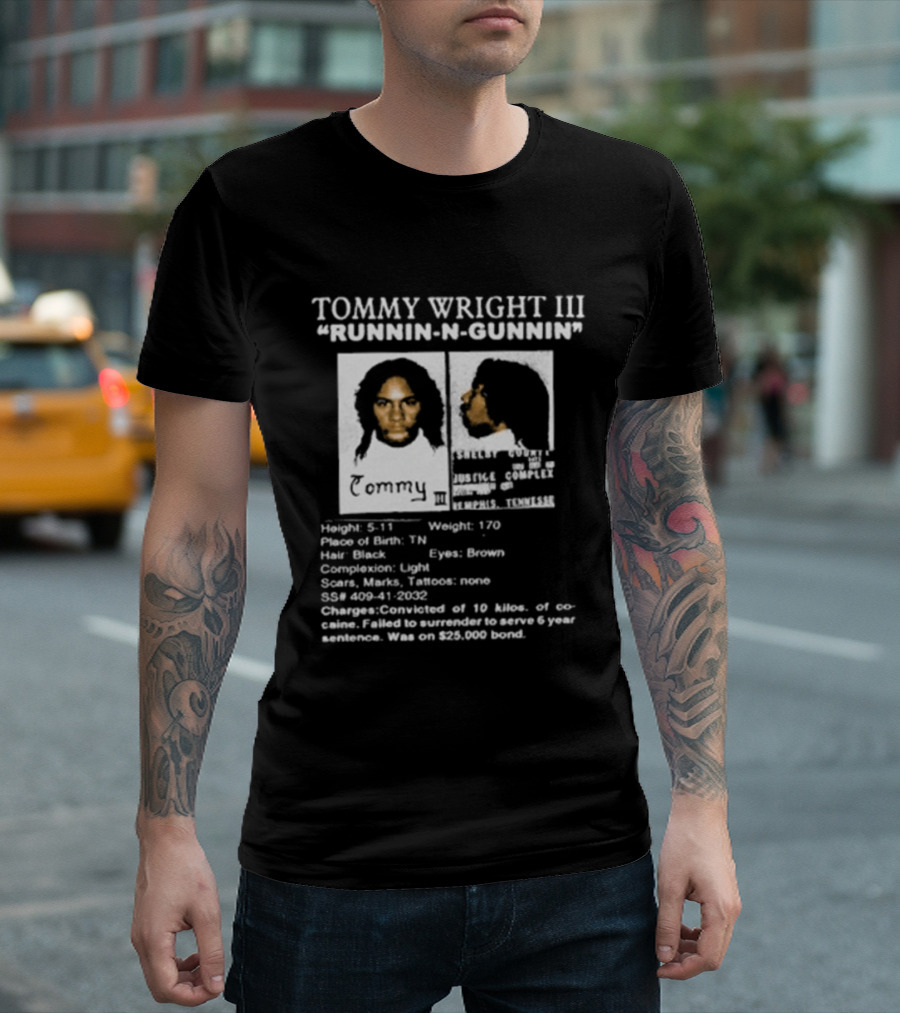 Tommy Wright III Runnin N Gunnin Height 5'11 Memphis Tennessee T-Shirt
