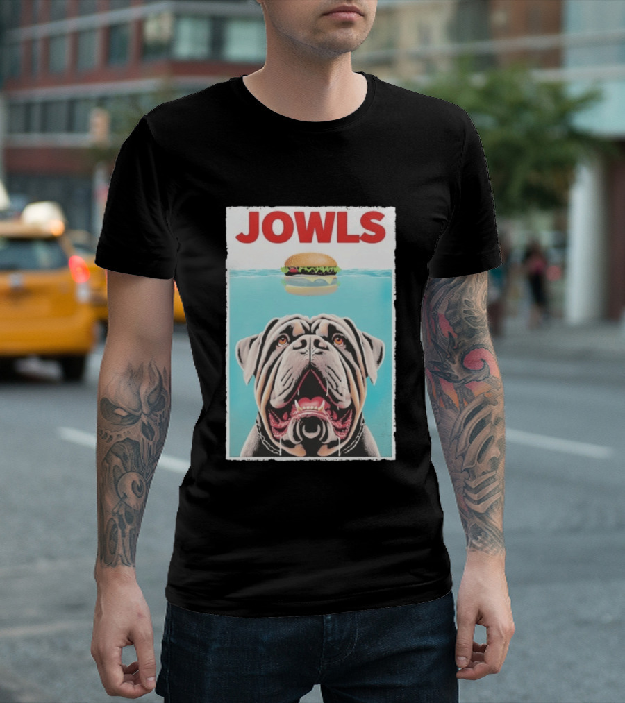 Jowls Mastiff Burger Floating Above Water T-Shirt