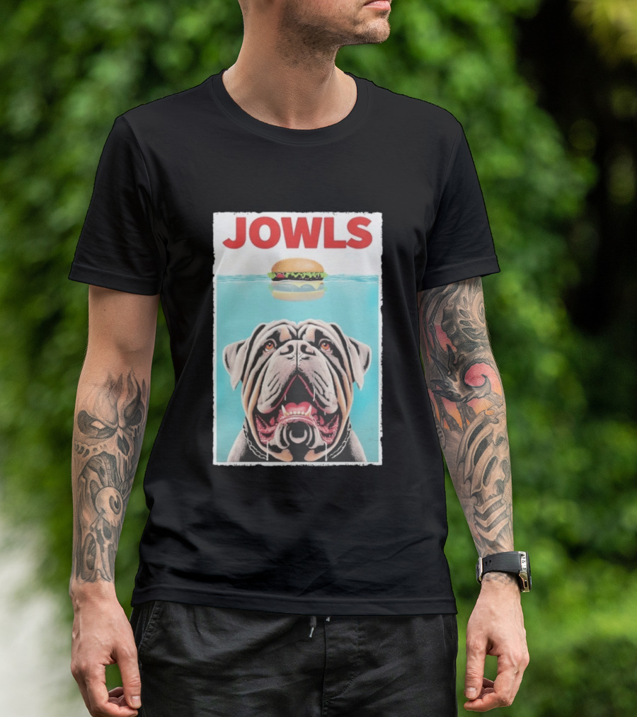 Jowls Mastiff Burger Floating Above Water T-Shirt