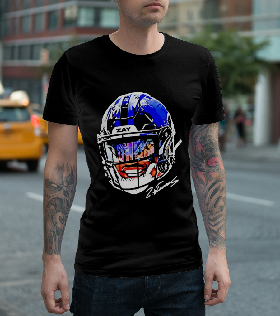 Zay Flowers Baltimore Ravens Big Face Helmet T-Shirt