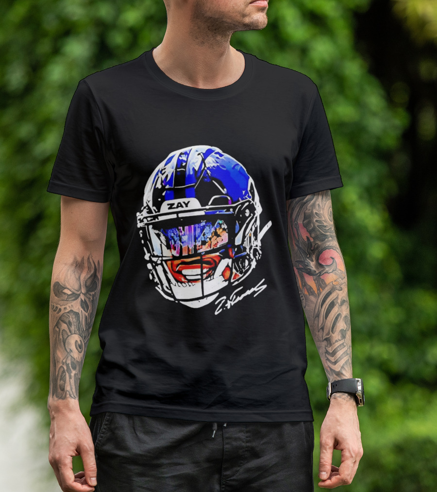 Zay Flowers Baltimore Ravens Big Face Helmet T-Shirt