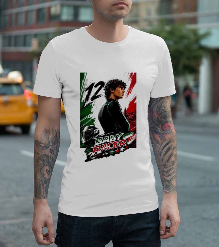 12 Baby Racer Italy Flag Motorcycle Racing Art With Italian T-Shirt
