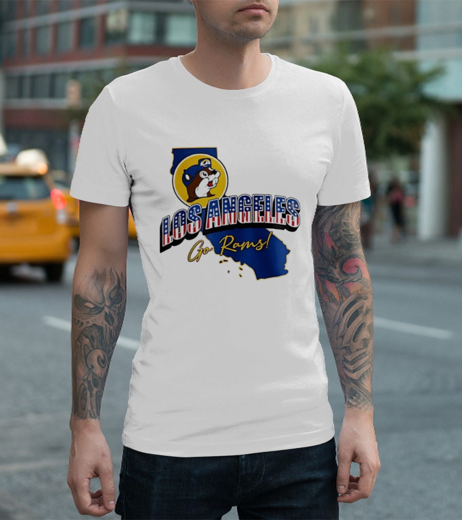 Los Angeles Rams Buc Ee's California Map Go Rams T-Shirt