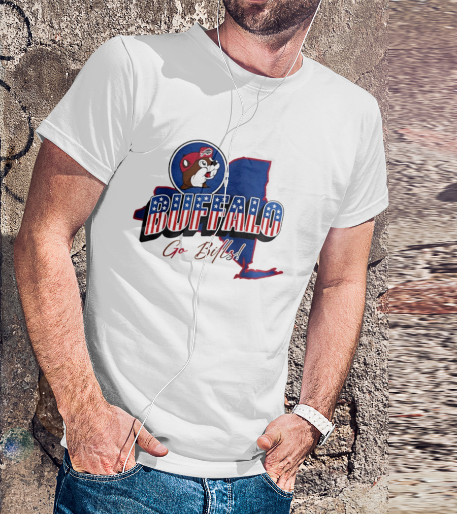 Buffalo Bills Buc Ee's Patriotic Go Bills Map T-Shirt