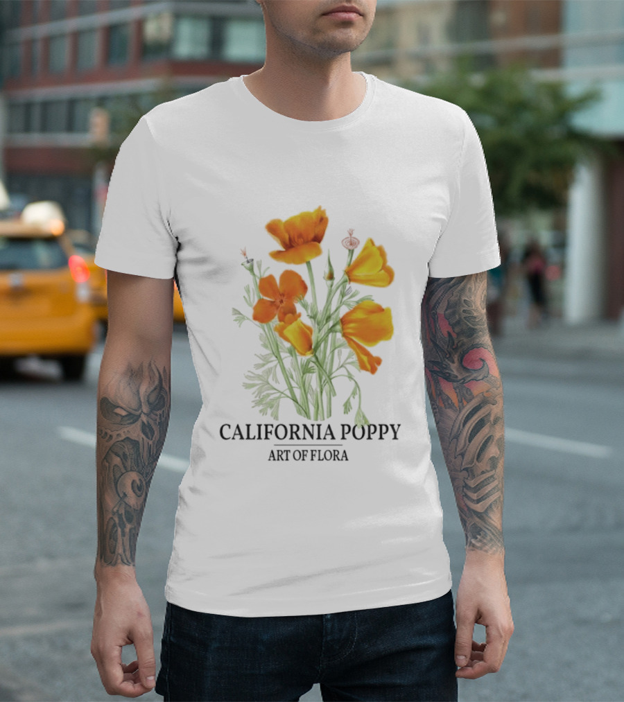 California Poppy Art Of Flora Botanical Nature T-Shirt