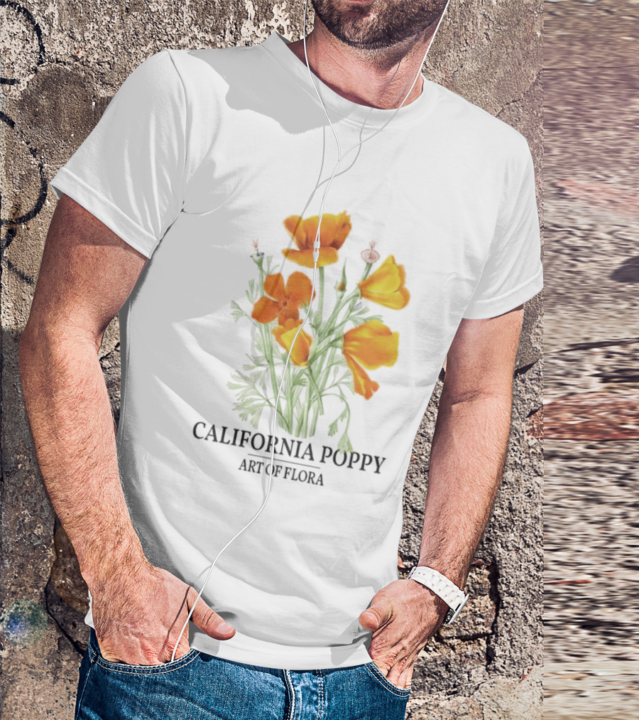 California Poppy Art Of Flora Botanical Nature T-Shirt