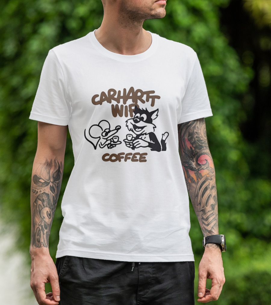 Carhartt Wifi Coffee Mouse Cat Drinking Coffee T-Shirt