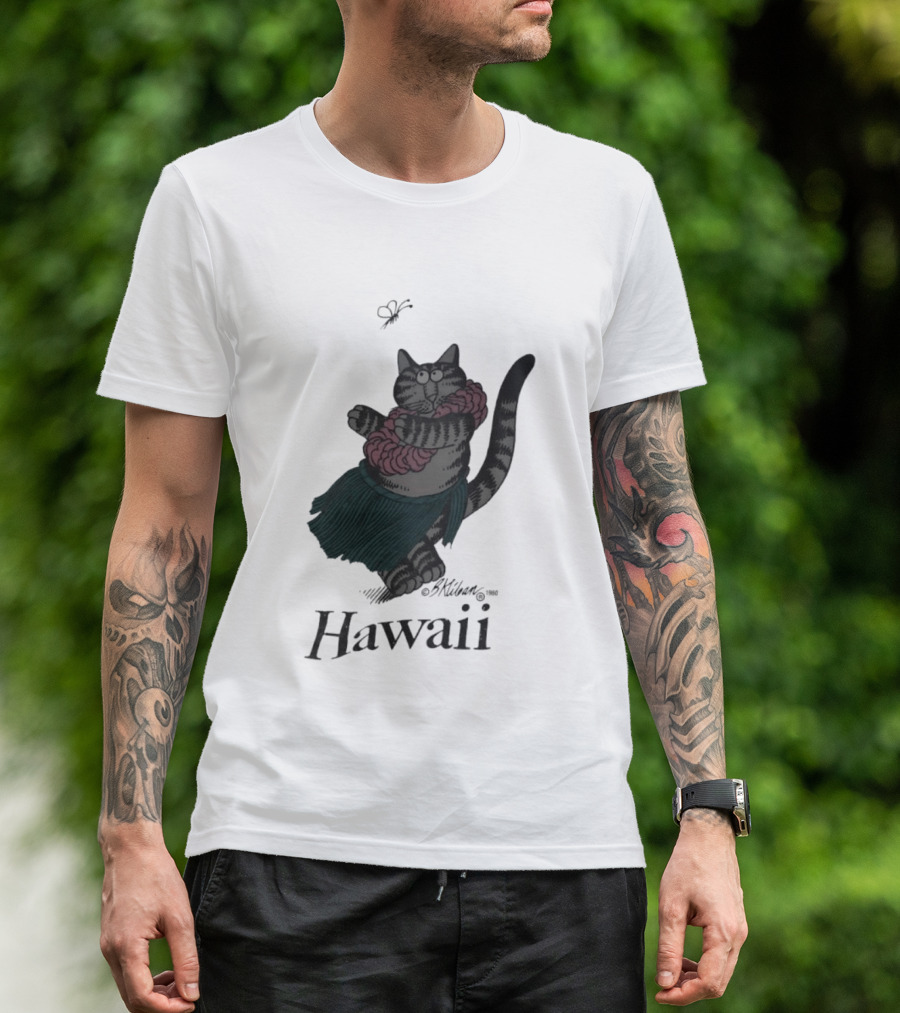 B Kliban Cat In Hula Skirt Hawaii T-Shirt