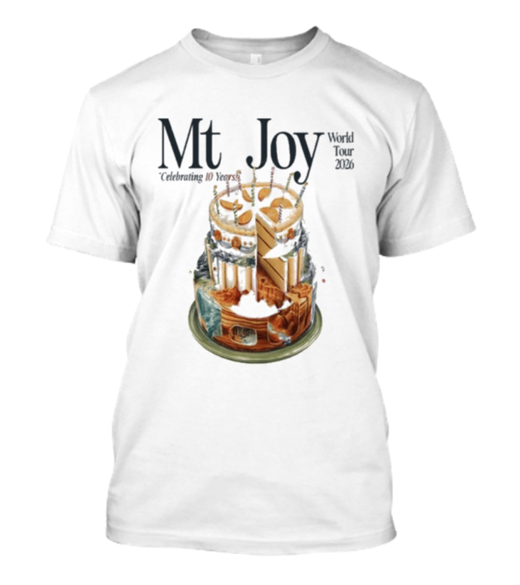 Mt. Joy Celebrating 10 Years World Tour 2026 Cake T-Shirt