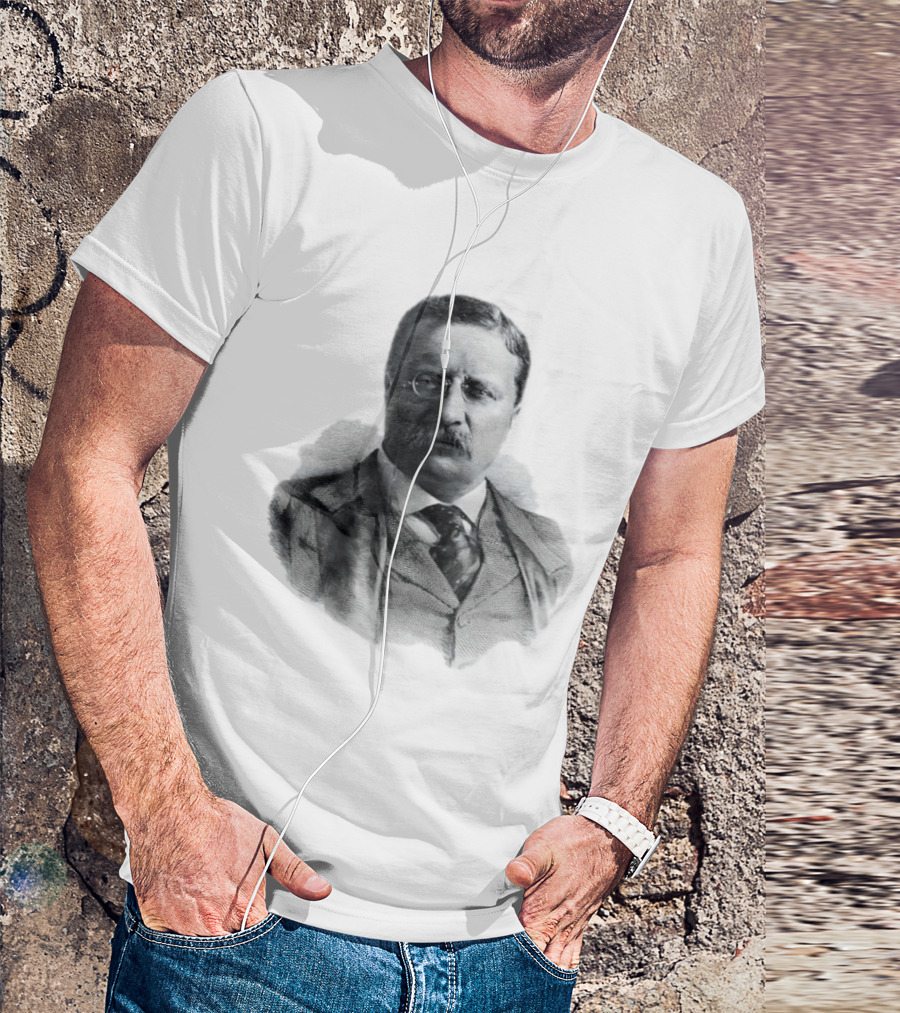 Theodore Roosevelt Engraving President USA Iconic Historical Figure T-Shirt