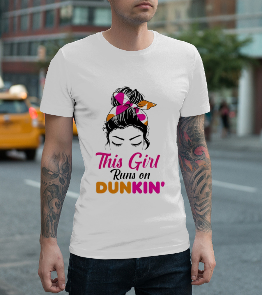 This Girl Runs On Dunkin' Coffee Headband T-Shirt