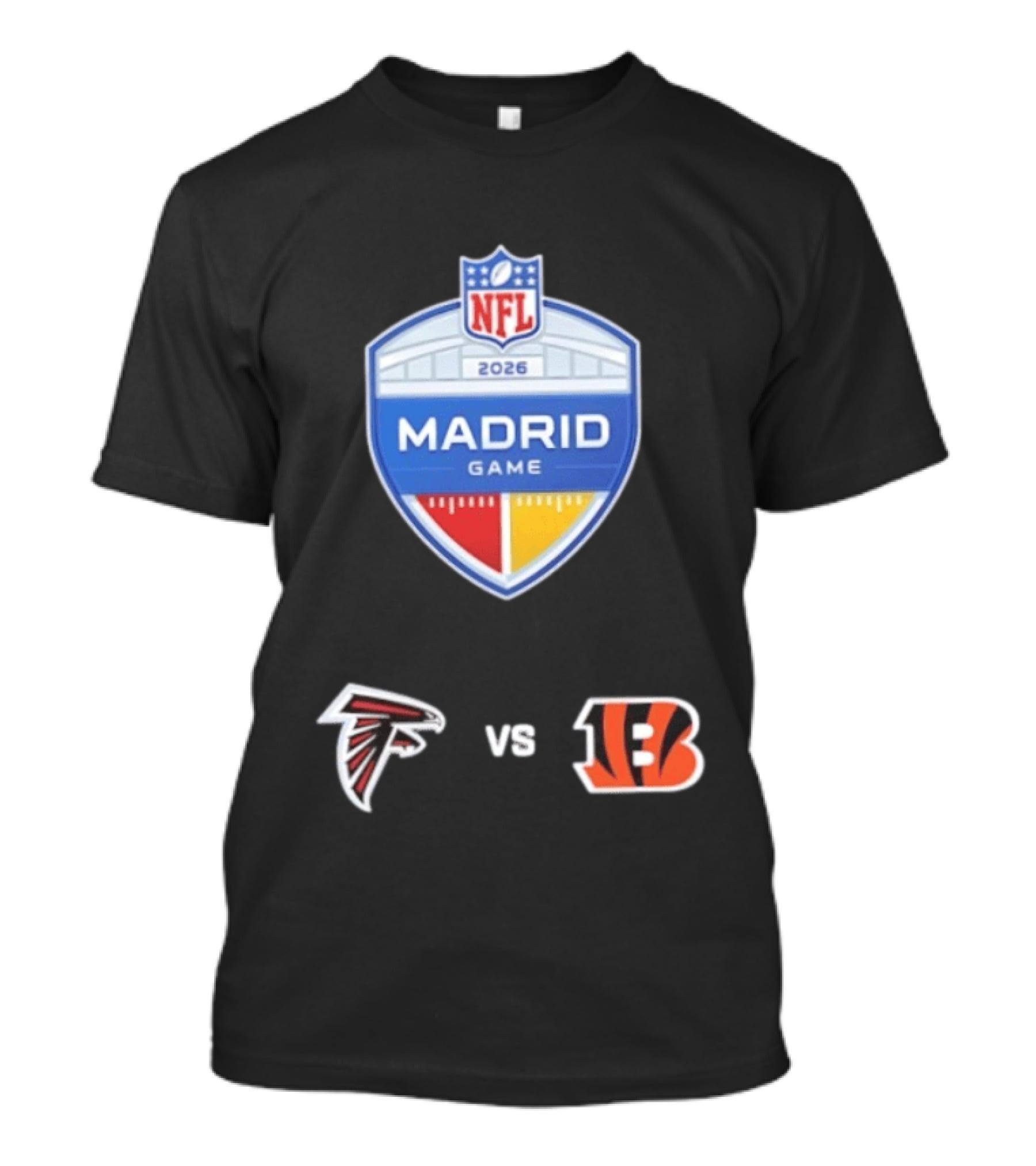 Atlanta Falcons Vs Cincinnati Bengals NFL 2026 Madrid Game Matchup T-Shirt