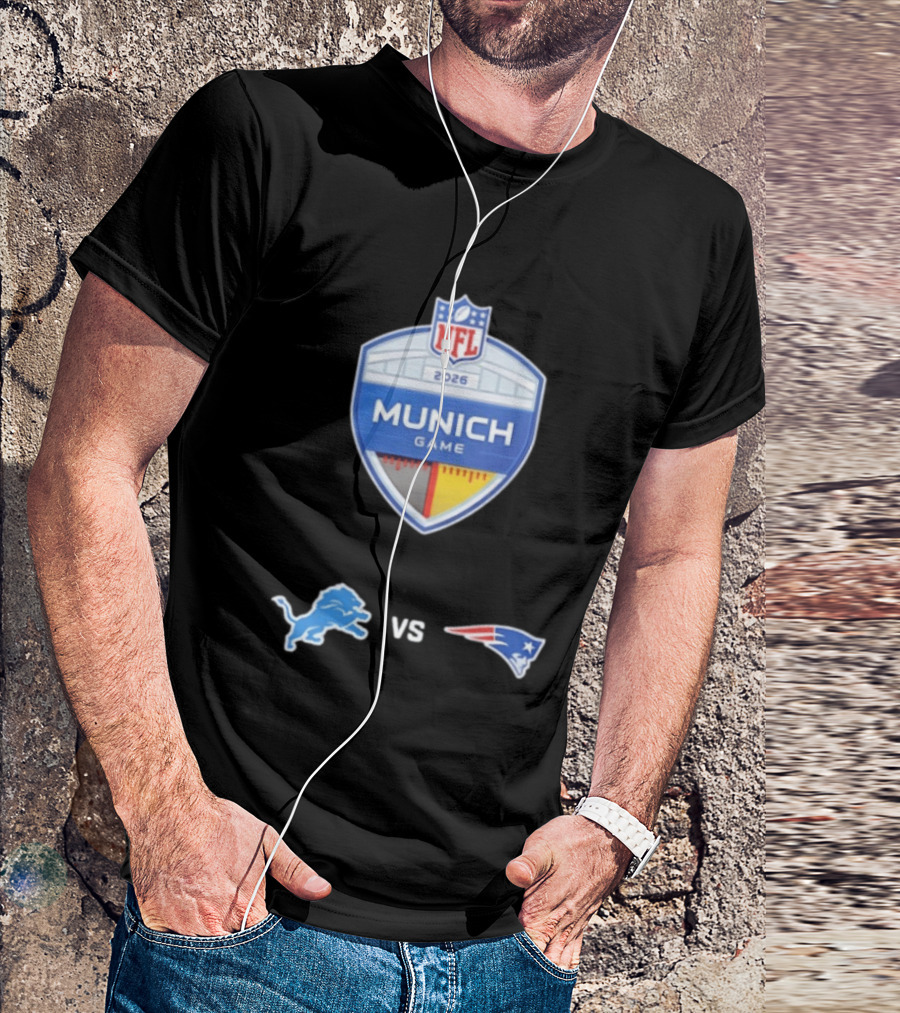 Detroit Lions Vs New England Patriots NFL 2026 Munich Game Matchup T-Shirt
